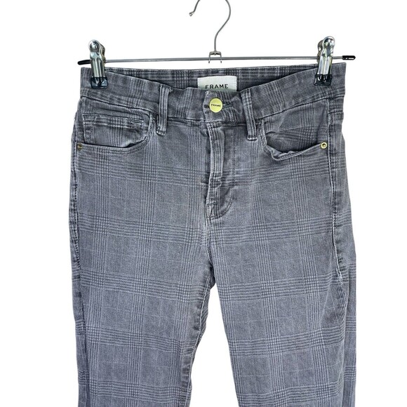 Frame Le Crop Mini Boot Plaid Jeans in Washed Grey Plaid Size 26‎ - Picture 5 of 14
